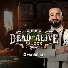Dead or Alive: Saloon slot logo by Evolution at Monster Casino