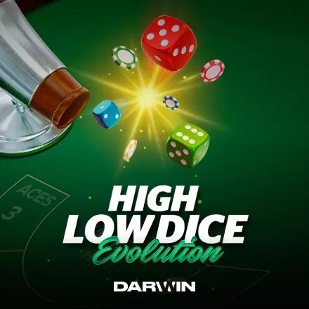 High Low Dice Evolution slot logo by Darwin Gaming at Monster Casino