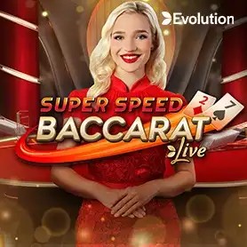 Super Speed Baccarat online game logo by Evolution on monstercasinobelgium.com